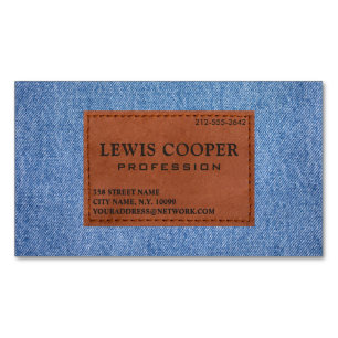 Denim Blue-jean Moderne Minimalist Magnetic Business Card