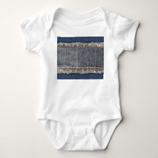 Denim Blue Jeans: Casual Double Patch Baby Bodysuit