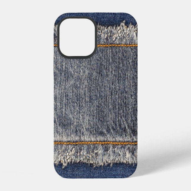Denim Blue Jeans: Casual Double Patch iPhone Case (Back)