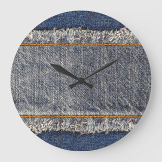 Denim Blue Jeans: Casual Double Patch Large Clock