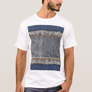 Denim Blue Jeans: Casual Double Patch T-Shirt