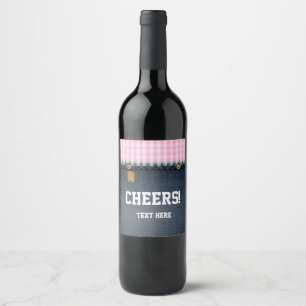 denim, blue jeans, cowboy, western wine label