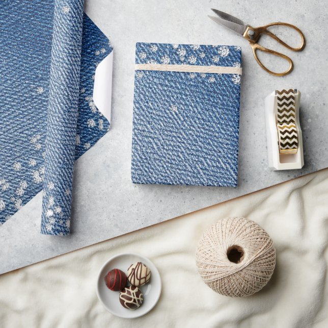 Denim Blue Jeans Diamond  Wrapping Paper (Crafts)