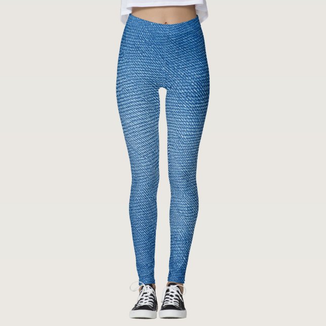 Denim Blue Jeans Pattern All-Over-Print Leggings (Front)