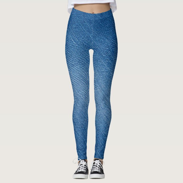 Denim Blue Jeans Pattern All-Over-Print Leggings (Front)