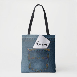 Denim Blue Jeans Pocket Tote Bag