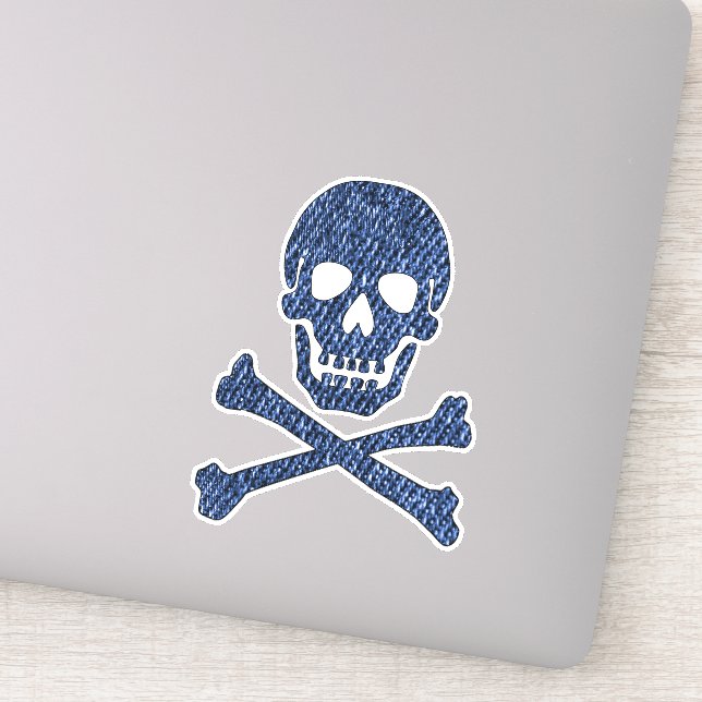 Denim Blue Jeans Style Skull Crossbones Smiling (Detail)