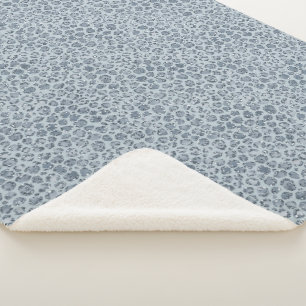 Denim Blue Leopard Print Glitter Sherpa Blanket