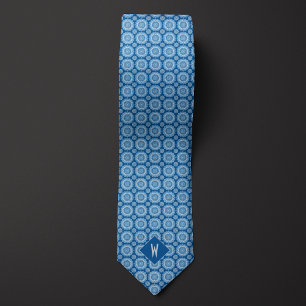 Denim Blue Mandala Monogram Tie