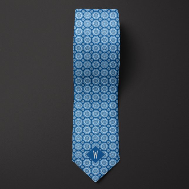 Denim Blue Mandala Monogram Tie (Creator Uploaded)