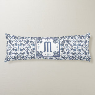 Denim Blue Ornate Monogram Body Cushion