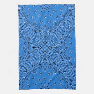 Denim Blue Paisley Western Bandanna Scarf Print Tea Towel