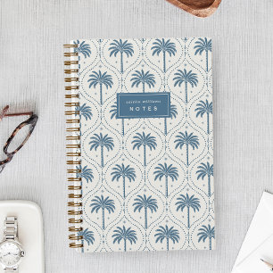 Denim Blue   Palm Trellis Personalised Notebook