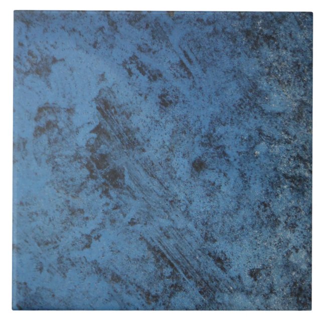 Denim Blue Retro antique car, rusted metal Tile (Front)