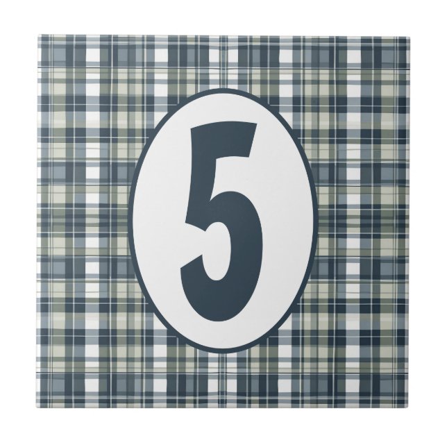 Denim Blue Sage Green and White Customisable Tile (Front)