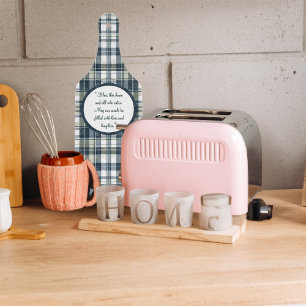 Denim Blue Sage Green White Plaid Customisable Cutting Board