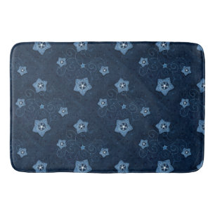 Denim Blue Star Pattern Bath Mat