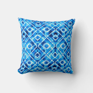 Denim blue tie die texture repeat modern pattern cushion