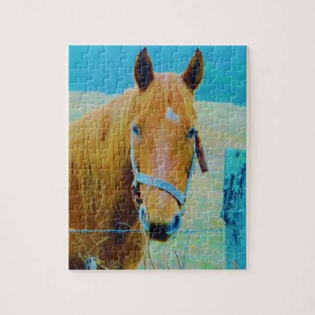 Denim blue tinted Horse Jigsaw Puzzle (Vertical)
