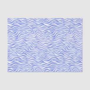 Denim Blue Watercolor Zebra Print Tissue Paper