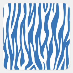 Denim Blue Zebra Print Square Sticker