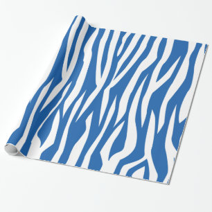 Denim Blue Zebra Print Wrapping Paper