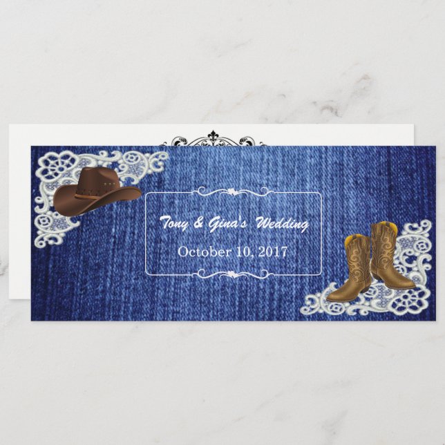Denim Boots & Lace Wedding RSVP Cards (Front/Back)