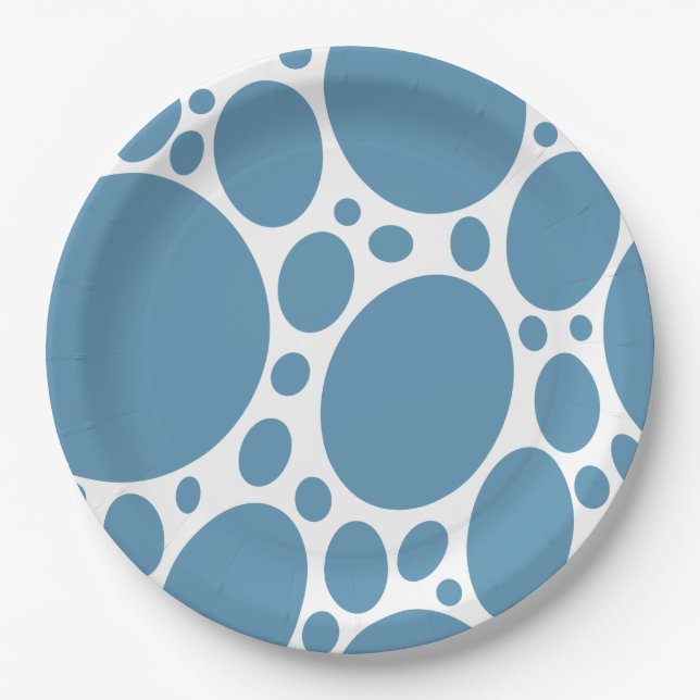 Denim Bule Bubbles Paper Plate (Front)