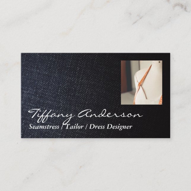 Denim  | Button Needle and Thread | Tailor Business Card (Front)