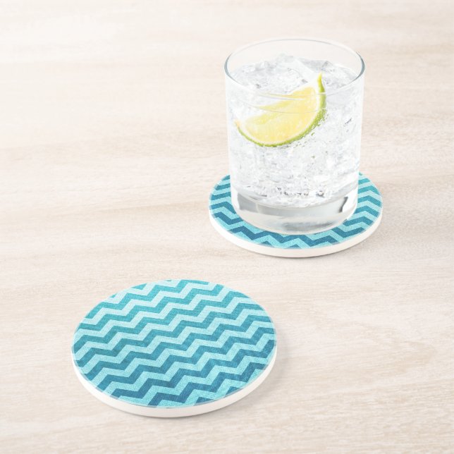 Denim Chevron by Shirley Taylor Coaster (Side)