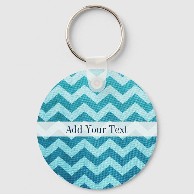 Denim Chevron by Shirley Taylor Key Ring (Front)