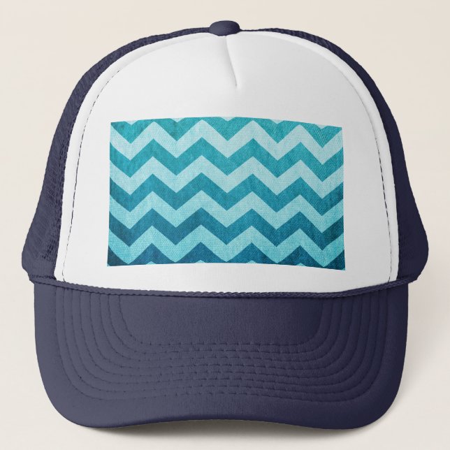 Denim Chevron by Shirley Taylor Trucker Hat (Front)