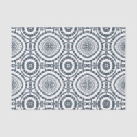 Denim Circular Tile Blue White Pattern