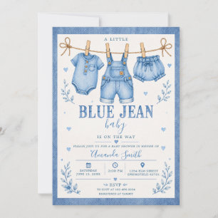 Denim Clothesline Blue Jean Baby Baby Shower Invitation