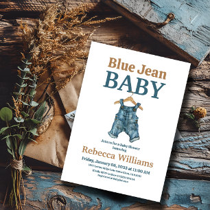 Denim Clothesline Boy Blue Jean Baby Shower Invitation