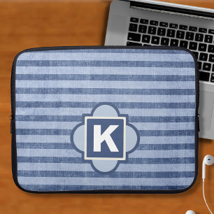 Denim Colour Blue Stripe Monogram Laptop Sleeve