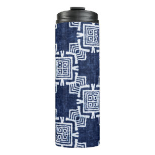 Denim coloured tribal ethnic seamless pattern thermal tumbler