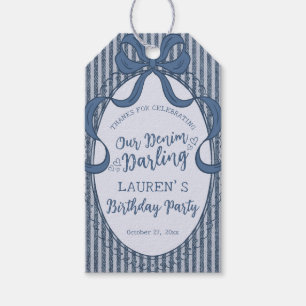 Denim Coquette Bow Blue Jean Baby Birthday Favors Gift Tags