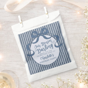 Denim Coquette Bow Blue Jean Baby Birthday Favour Bags
