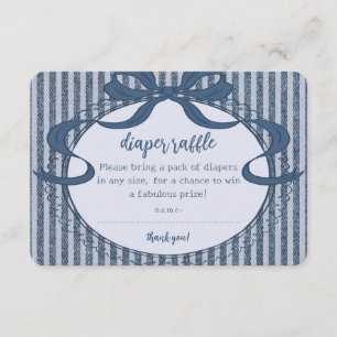 Denim Coquette Bow Blue Jean Baby Diaper Raffle Enclosure Card