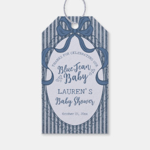 Denim Coquette Bow Blue Jean Baby Shower Favors Gift Tags