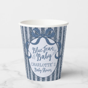 Denim Coquette Bow Blue Jean Baby Shower Paper Cups