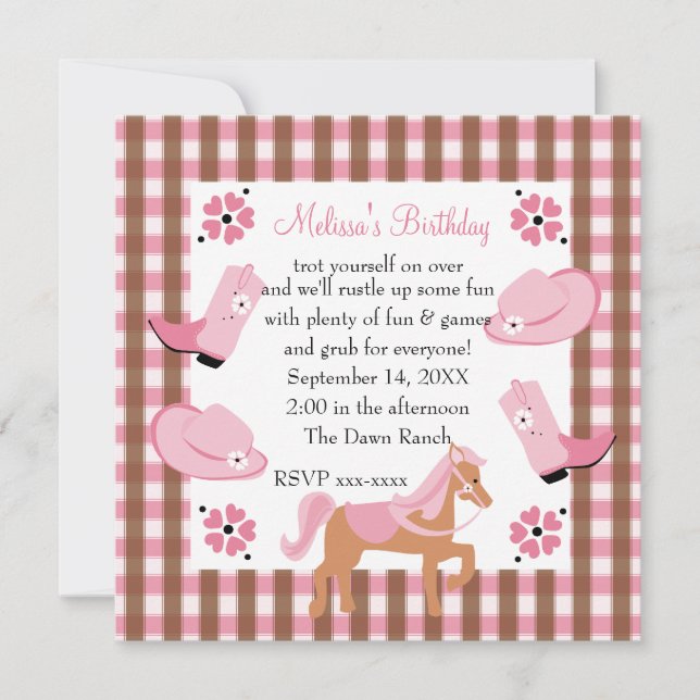 Denim Cowgirl Birthday Invitation (Front)