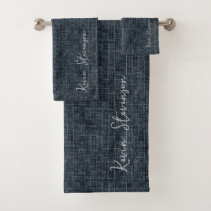 Denim dark grey bath towel set