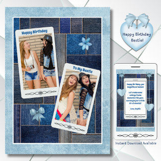 Denim Days with My Bestie Blue Jeans Birthday Card