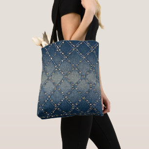 Denim designed tote bag