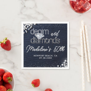 Denim Diamonds Bling Classy Elegant Party Custom Napkin