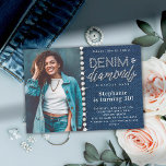 Denim Diamonds Bling Classy Photo 30th Birthday Invitation<br><div class="desc">A modern, elegant and classy 30th birthday party invitation template for women with a denim and diamonds theme. It features a denim background, custom calligraphy and typography for the words "denim" and "diamonds", modern typography in white, a string of rhinestones with sparkles (these are all digital effects, not real stones...</div>