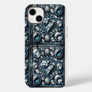 Denim & Diamonds Bling Gemstone Glam Jewels iPhone 14 Plus Case