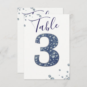 Denim Diamonds Bling Sparkle Table Number 3 THREE